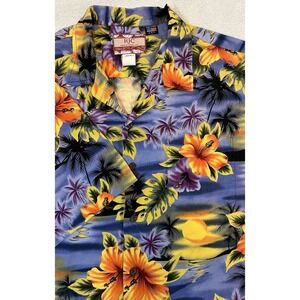 VTG RJC Mens 2XL Hawaiian Camp Shirt Hibiscus 100% Cotton Aloha Beach